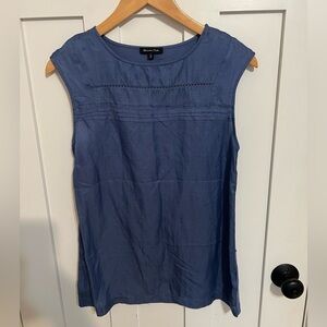 Massimo Dutti Silk Cotton Blend Tank Top Blouse Shirt Size Small Blue
